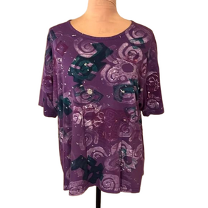 EZL vintage purple glitter embellished T-shirt one size fits most
